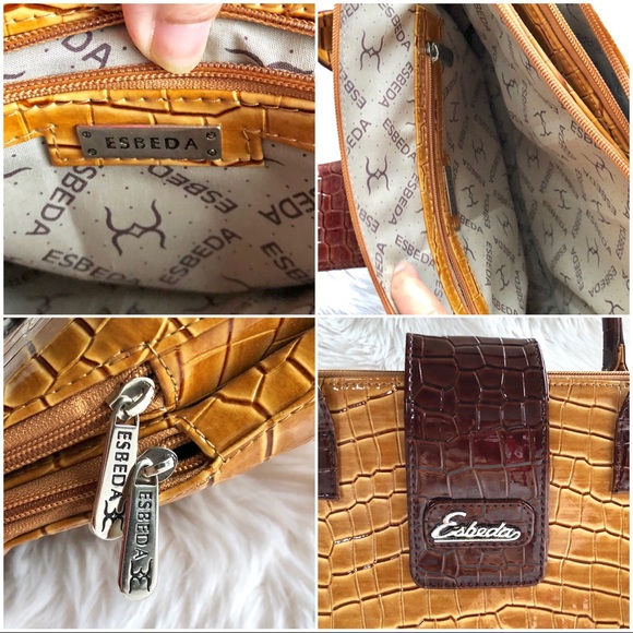 SOLD❗️ESBEDA Leather Satchel Reptile Pattern bag - Picture 7 of 8